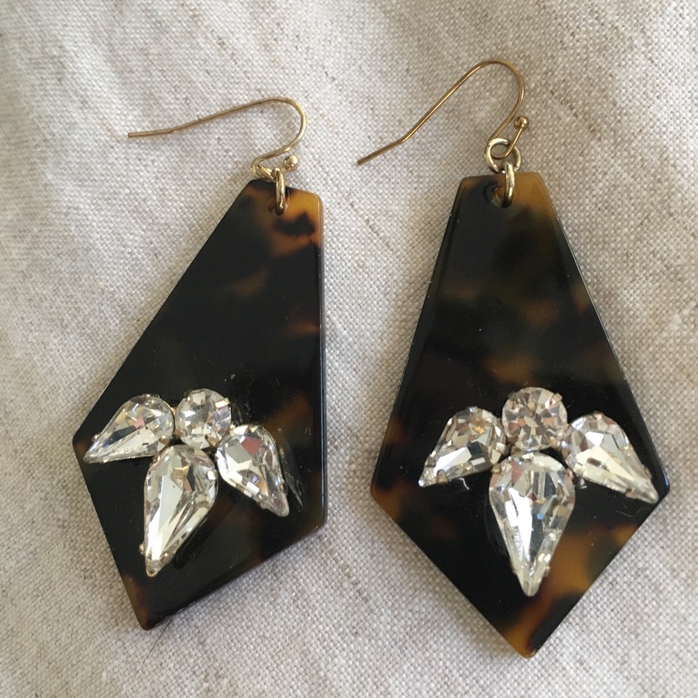 Tortoiseshell and Rhinestone Earrings